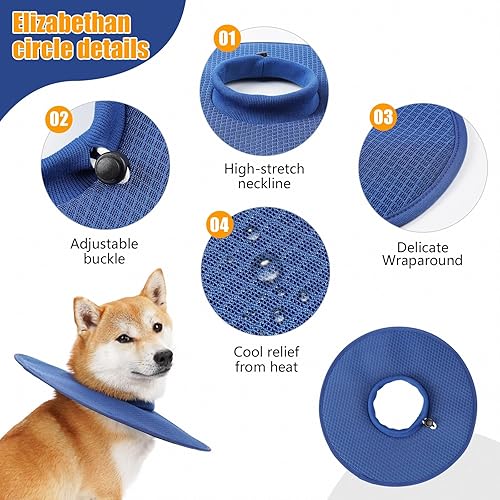 Miniatura 3 de Collar de recuperación para perros, collar de cono suave alternativo después de la cirugía, ajustable, transpirable, collar E para perros grandes,