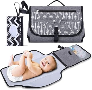 Portable Diaper Changing Pad for Baby, DOKSMERIA Detachable Travel Changing Pad with Built-in Pillow & Wipes Pouch, Lightweight Diaper Changing Station - Changing Pad Portable, Baby Shower Gifts