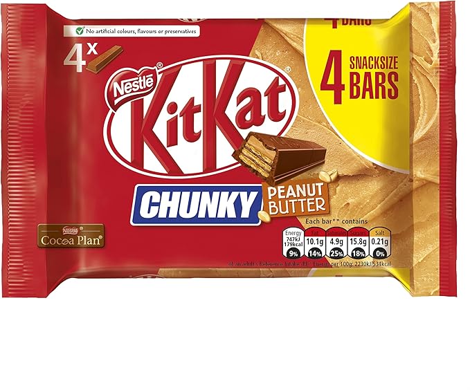KIT KAT Chunky Peanut Butter Milk Chocolate bar Multipack 33.5g x 4