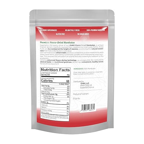 Miniatura 2 de CHAVI Rambután liofilizado - 2 onzas - Supersnacks saludables de 1 ingrediente - Sin azúcares ni conservantes añadidos - Sin OMG, vegano, sin