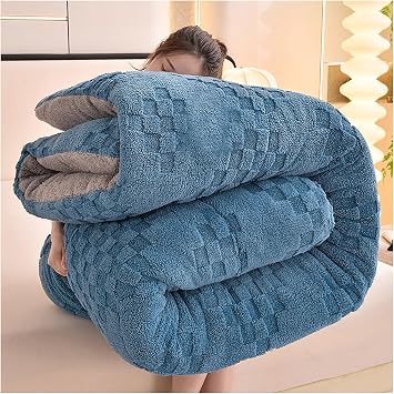 ZTGL Sherpa Weighted Blanket Queen Size Winter Quilt Reversible Soft Plush Flannel Fleece Heavy Blankets for Adults, Comfortable Warm Comforter Core for Bed Couch Sofa,Blue,220x240cm5kg