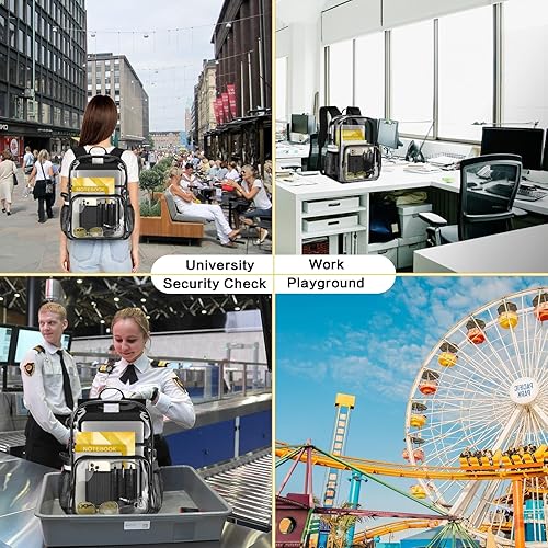 Vista 7 de Mochila transparente, resistente mochila transparente con parte inferior reforzada para la universidad, viajes, seguridad en el lugar de trabajo