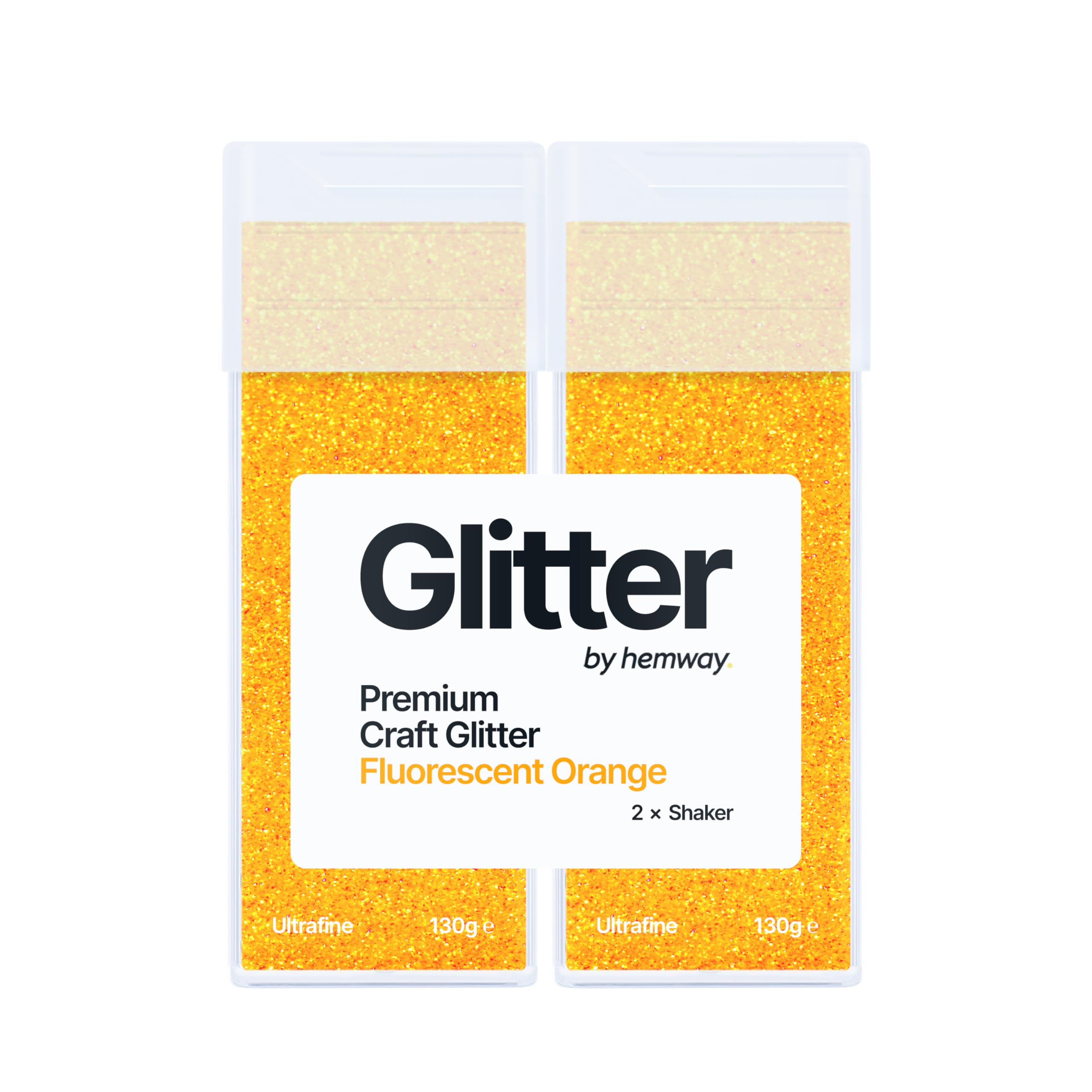 Hemway Glitter Shaker Fluorescent Orange 130g x2 Pack Ultrafine, Craft Glitter Shakers for Resin & Epoxy Crafts