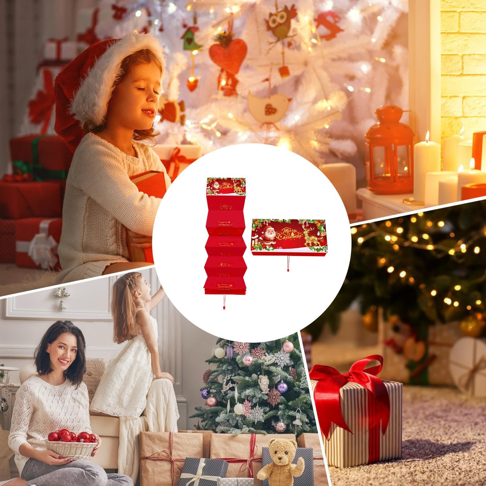 Sobres Para Regalar Dinero Navideños | Suministros para Fiestas,Sobres de Santa Claus con 10 Bolsillos - Para Esposa Marido Hijos Hija Familiares Y Amigos