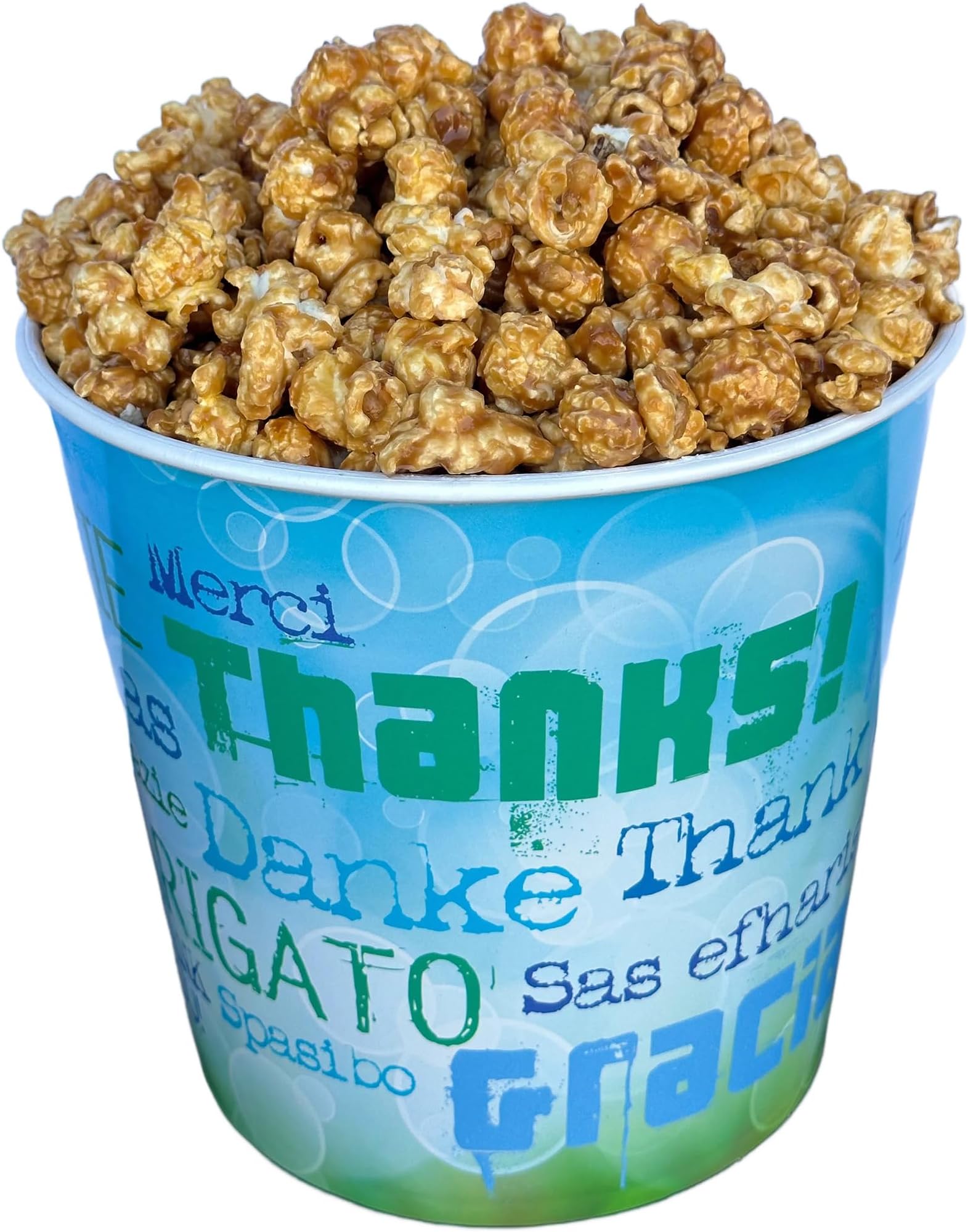 Signature Popcorn1-Gallon Thank You Gift Bucket, Caramel Popcorn, Reusable Plastic Container, Gourmet Snack, Gluten-Free, Holiday Popcorn Gift, Corporate Gifting, Multi Language Design