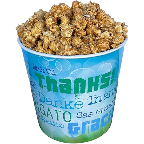 Miniatura 9 de Signature Popcorn, Cubo de regalo de agradecimiento de 1 galón, palomitas de maíz de medio caramelo y medio queso cheddar, recipiente de plástico