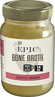 EPIC Tuscan Chicken Bone Broth, Keto Consumer Friendly, 14 oz jar (Pack of 6)