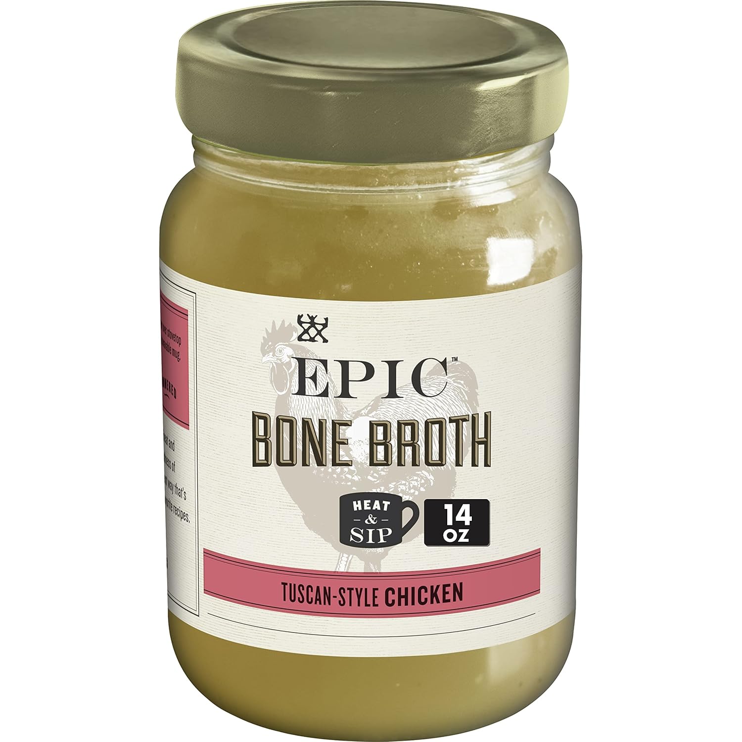EPIC Tuscan Chicken Bone Broth, Keto Consumer Friendly, 14 oz jar
