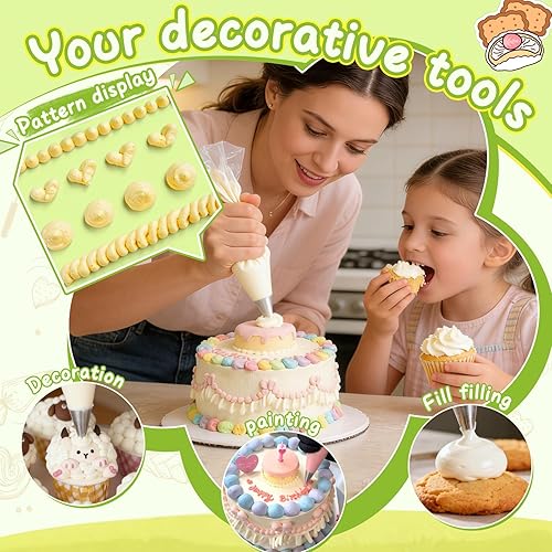 Miniatura 7 de Hendiy 5 puntas redondas grandes, puntas de tuberías de acero inoxidable, juego profesional de puntas de decoración de pasteles, puntas de glaseado,