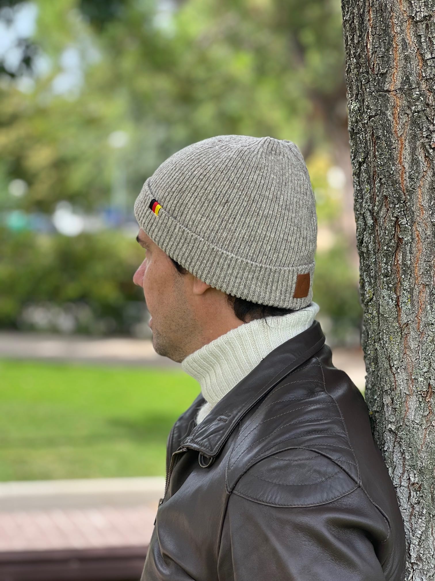 Patriia Berretto con bandiera tedesca 100% lana merino, realizzato a mano, cappello di lana da uomo, berretto da donna