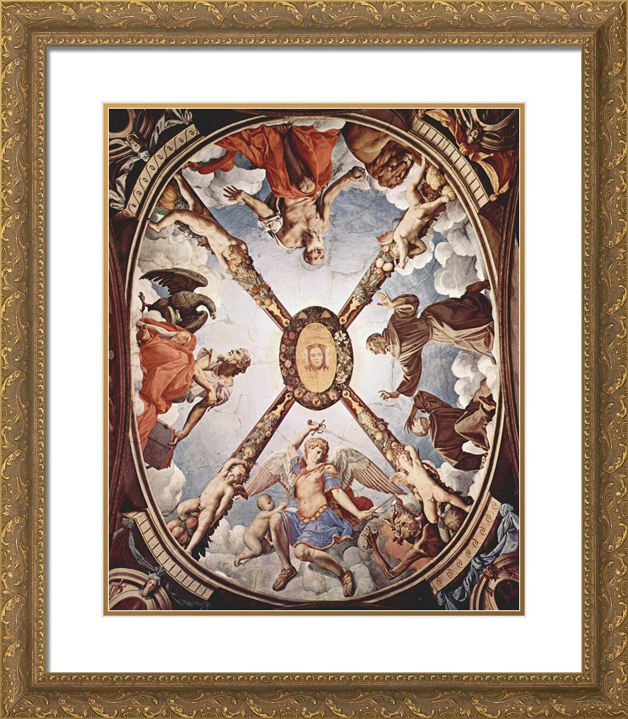 ArtDirect Bronzino, Agnolo 20x23 Gold Ornate Framed Art Print with Double Matting Titled: Stigmatization of St. Francis