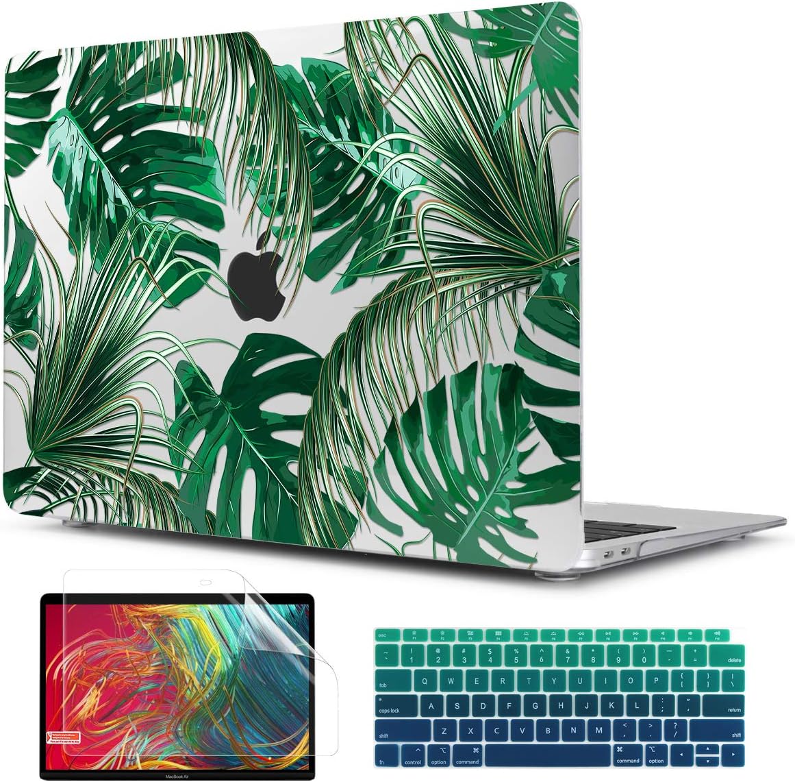 Tropical Palm Leaves Hard Shell Case Keyboard Cover Screen Protector for 2018 2019 2020 2021 MacBook Air 13 inch Retina Model A1932 A2179 A2337 M1