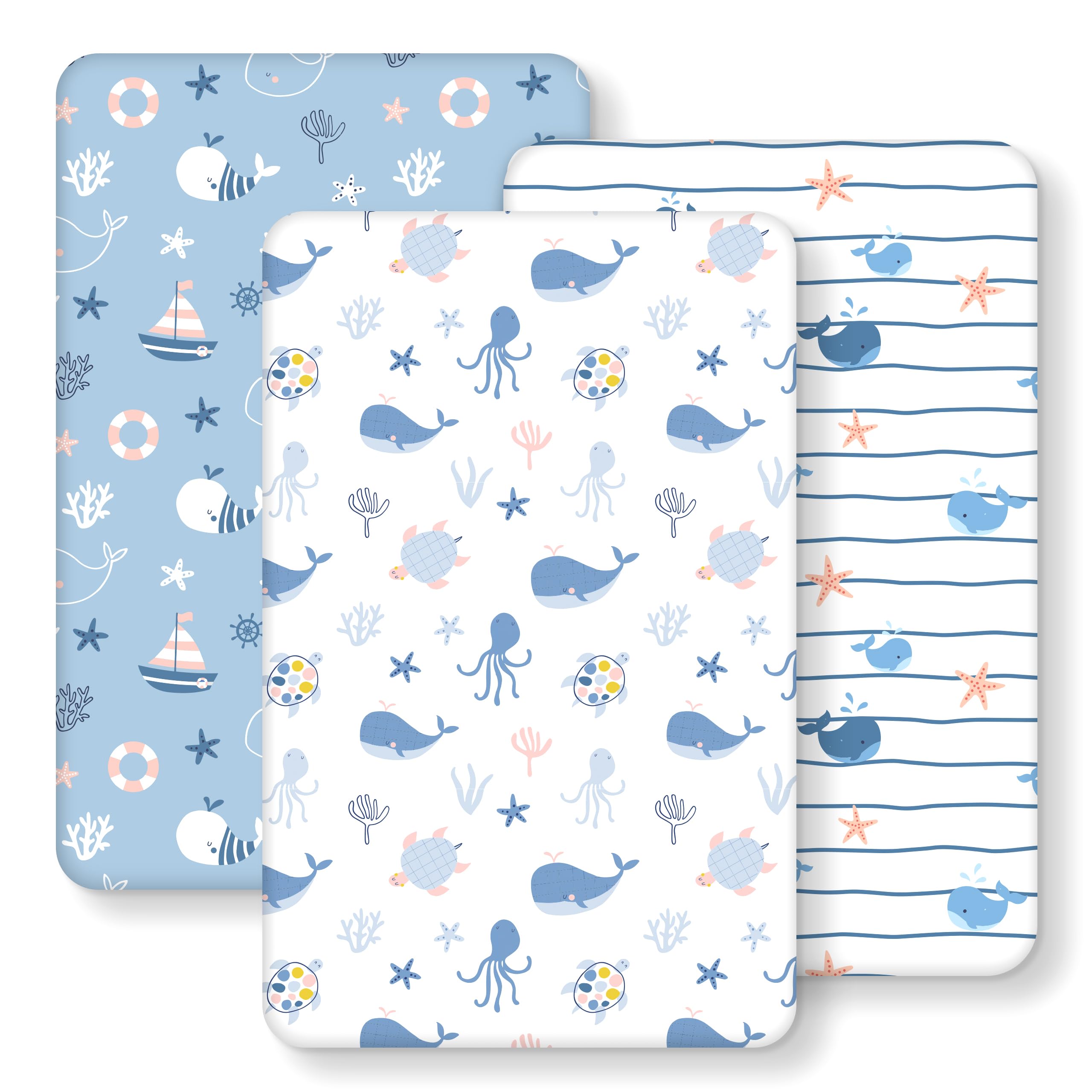 Bedside Bassinet Sheets Boy 33”x20” Compatible with Baby Delight,Airclub,Koola Baby,Milliard,Jimglo,Amke,Fodoss,Cowiewie,BabyBond Rectangle Bassinet Mattresses, Soft Stretchy Microfiber