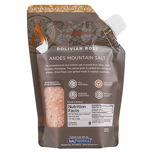Miniatura 9 de SaltWorks Ancient Ocean sal rosa del Himalaya, fina, bolsa artesanal con surtidor de vertido 16 onzas