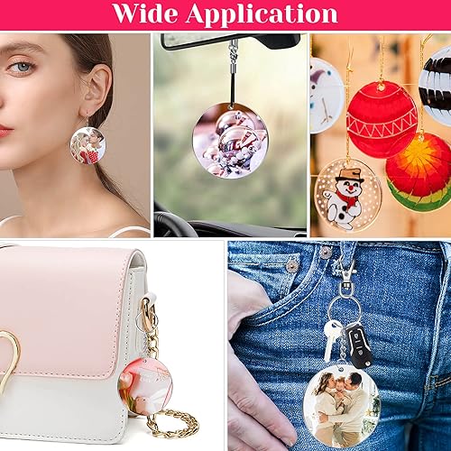 Miniatura 2 de Cludoo Adornos acrílicos transparentes de 3 pulgadas para manualidades, 30 piezas de adornos de acrílico redondo transparente en blanco con agujero,