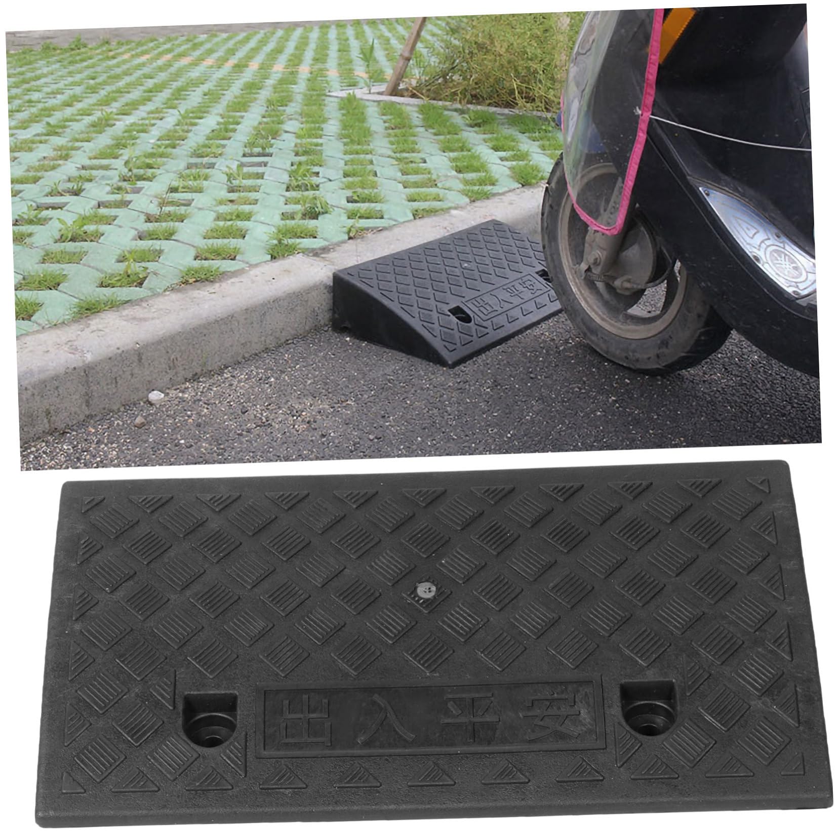 Happyyami Rampa Portatile in Plastica e Gomma Nera Antiscivolo Resistente alla Deformazione come Tappetino per Soglia Casa o Rampa per Gradino Disabili Facile da Usare