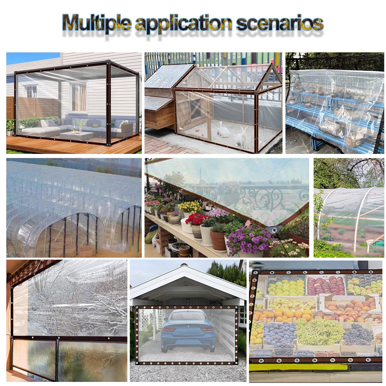 Wasserdicht Transparent Plane mit ösen, Reißfest 4x6m Abdeckplane Durchsichtig, Regenschutz Plane für AußEnbereich Gartenmöbel, Terrasse, Schwimmbad, Pflanzenisolierung, mit Bindeseil