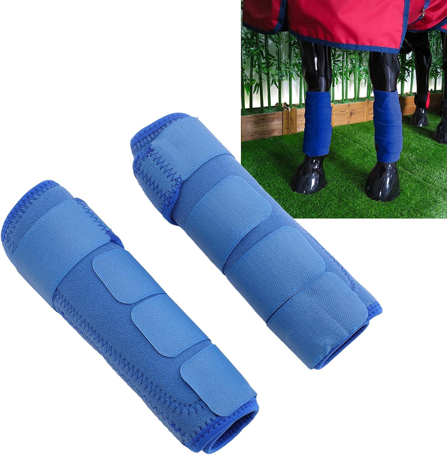 PerGar Horse Sports Boots, Blue Sport Boots for Horses, Protective Breathable with Hook and Loop Horse Leg Boots, Protectores para Caballos, Horse Leg Wraps