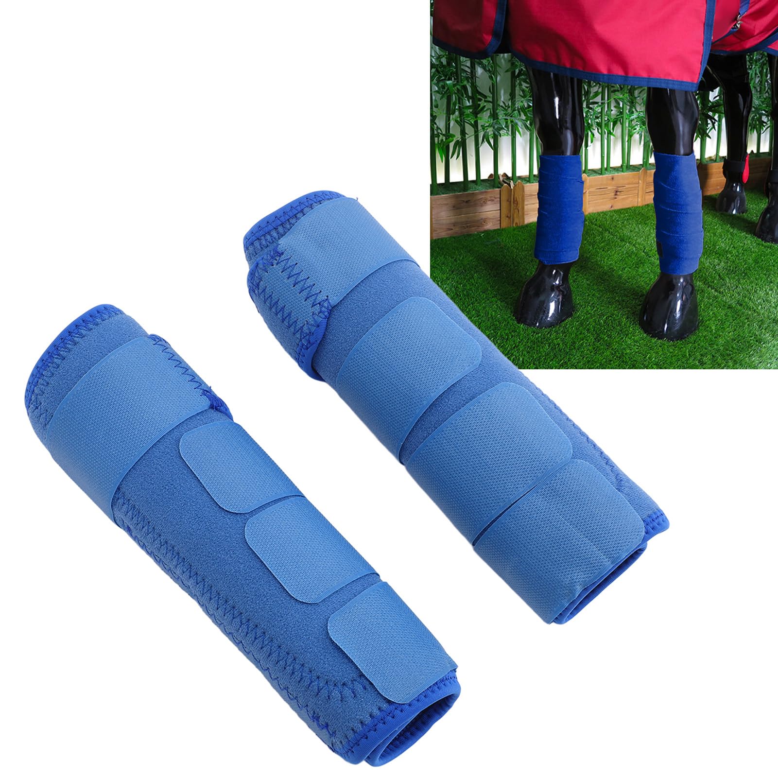 Fockety Botas de Deporte de Caballo, Envolturas de Pierna de Caballo, Botas de Medicina de Deporte de Caballo con Gancho y Lazo, Botas de Fetlock de Caballo Botas de Pierna traseras (L)