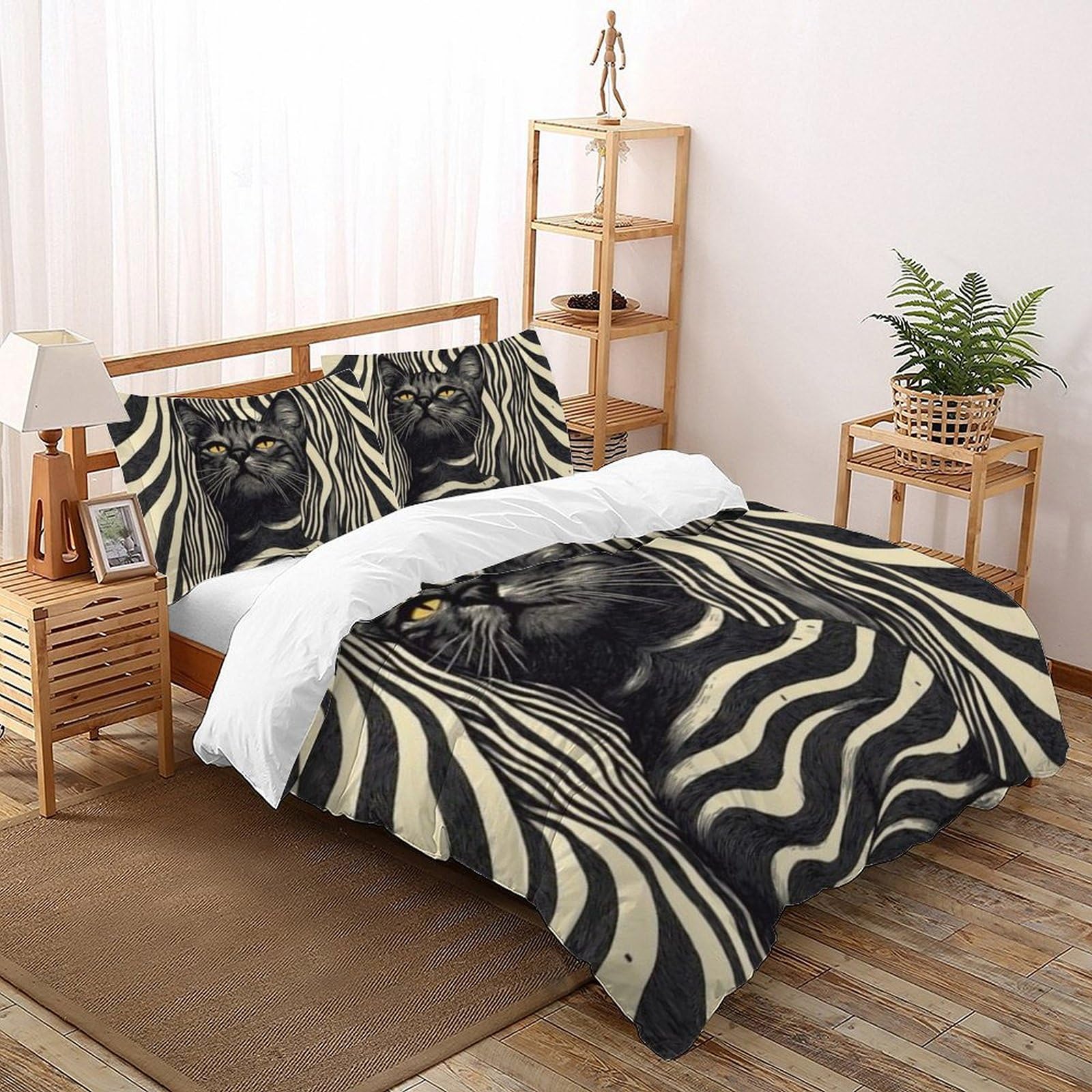 Housse de couette chat 220x240cm le cadeau parfait pour lit de fille
