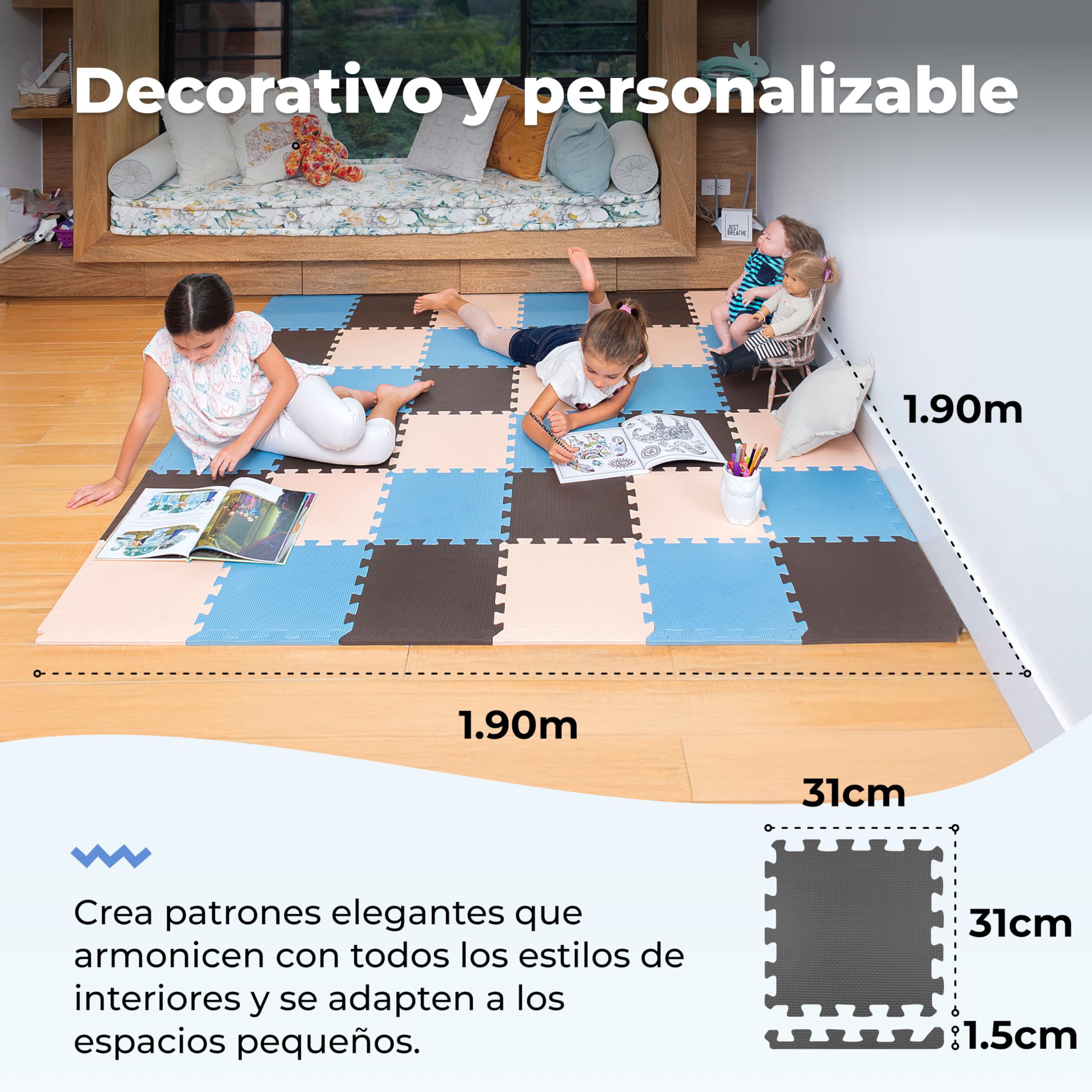 MioTetto Alfombra Bebe No Toxica - Tapete Bebe Suave y Cómodo para Aprendizaje, Desarrollo y Juego - Alfombra Infantil o Alfombra Puzzle para Niños - Colchonetas Infantiles Elegante y Segura