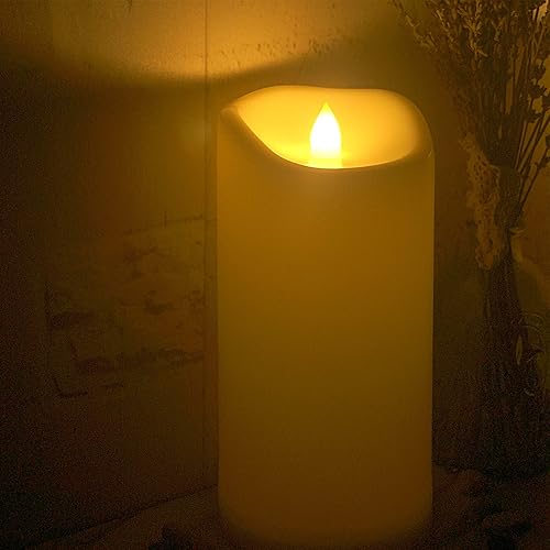 Miniatura 7 de Vela LED sin llama de 8 x 4 pulgadas, funciona con pilas, luz parpadeante impermeable al aire libre con control remoto y temporizador para fiesta de