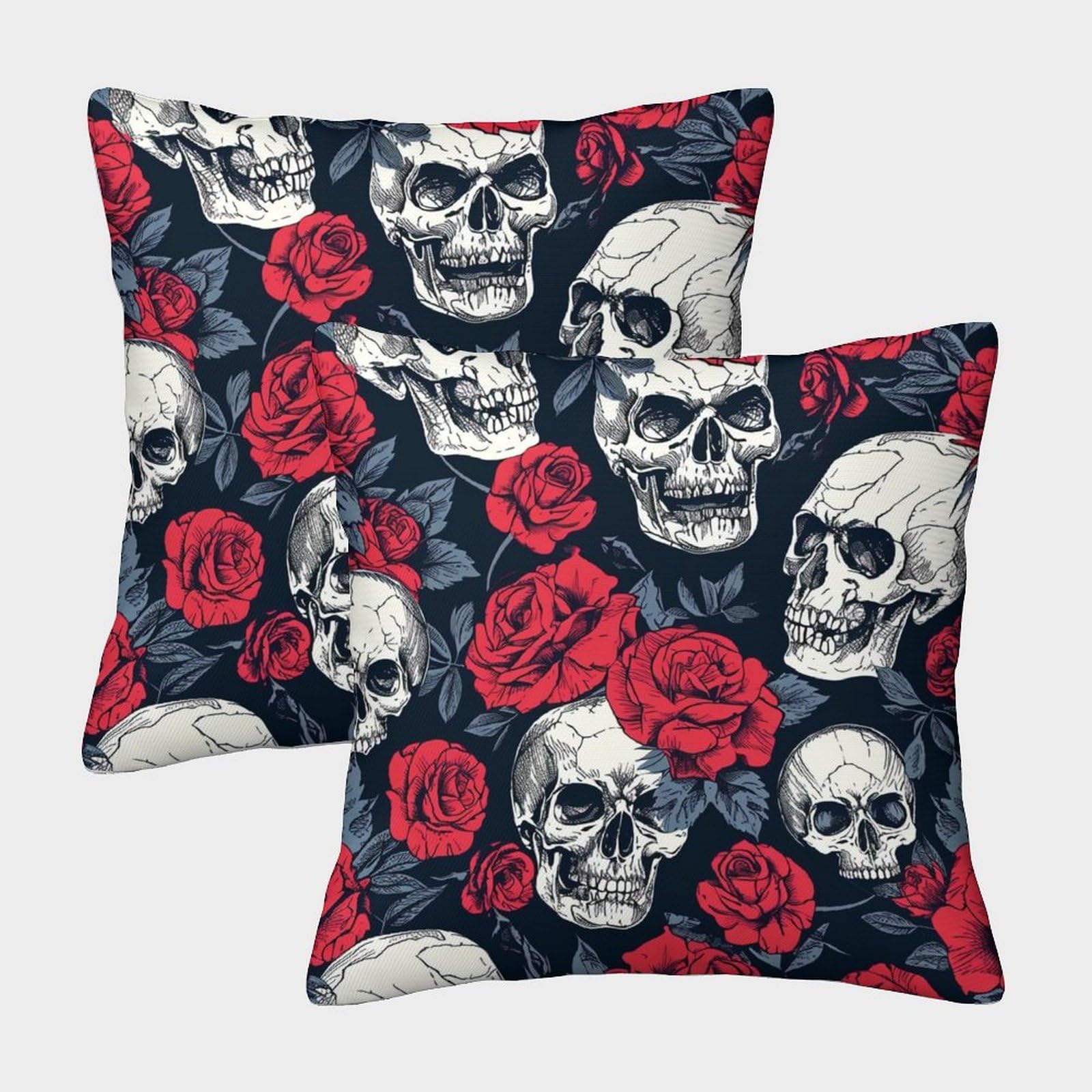 Gparsddio Style-1 Skull Throw Pillow Homeware Cushions Invisible Zipper Decorative Pack Of 2 For Couch Sofa Bed Covers Home Decorative 45X45cm