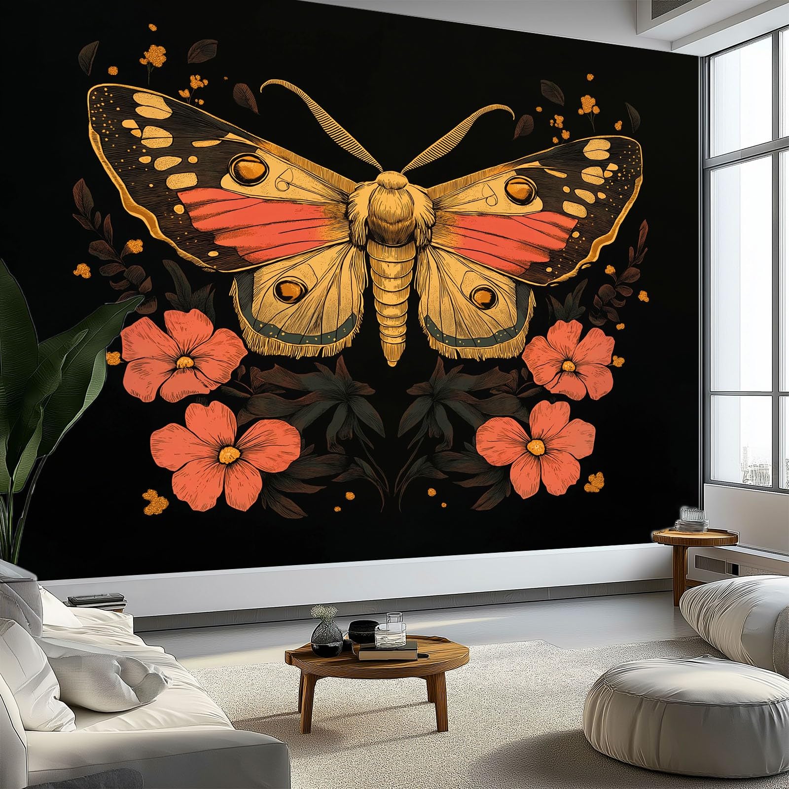 Papier Peint Papillon de Nuit Rétro pour Créer un Salon Cosy et Intimiste