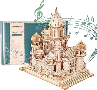 3D木製パズル DIY 機械式 木製 ワイドモデルキット 1000ピース 3Dパズル 大人 ティーン 14歳以上 パズル愛好家 ボックス 時計じかけ 魅惑の城