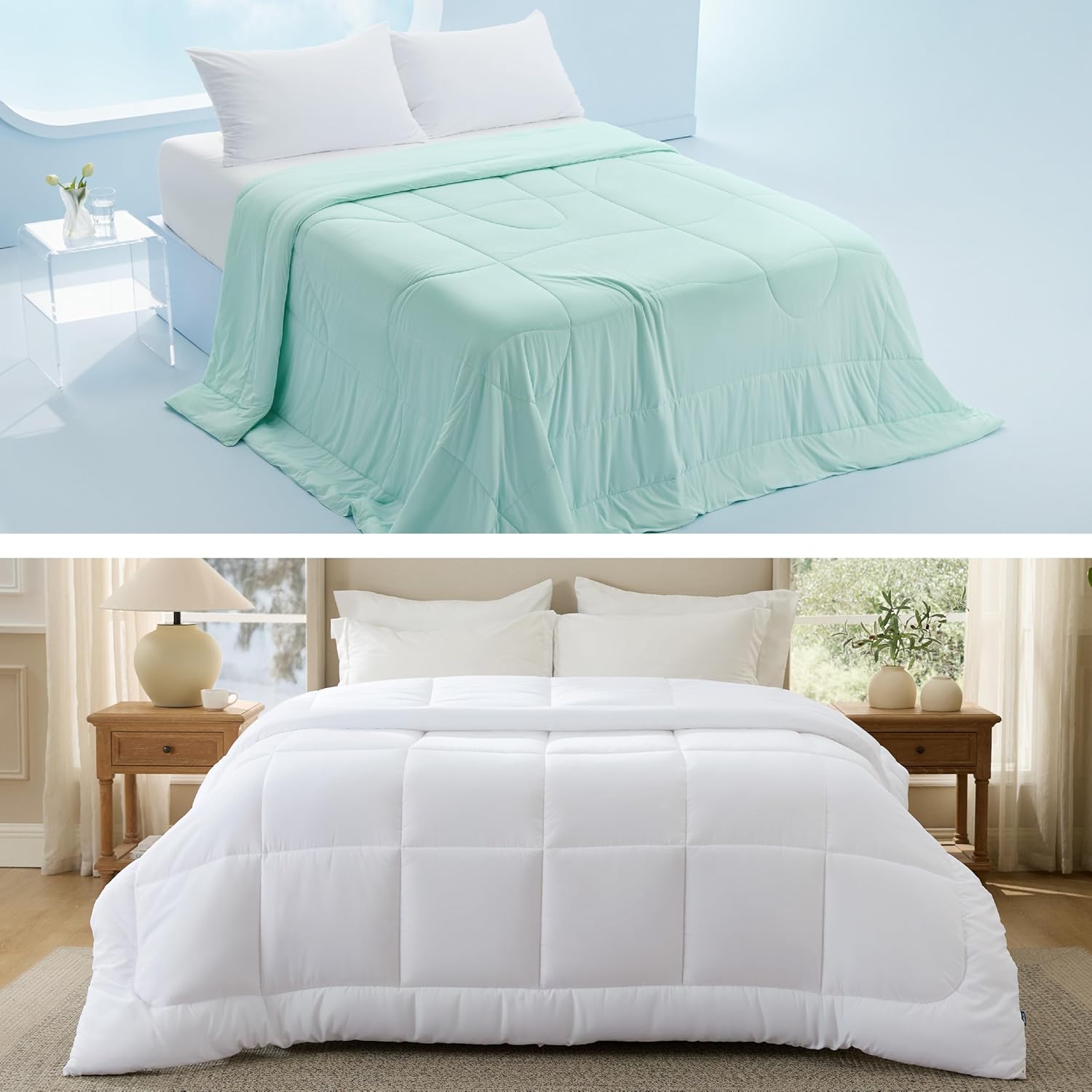 Bedsure Full Comforter 82×86 + California King Cooling Comforter 102×96 Bundle