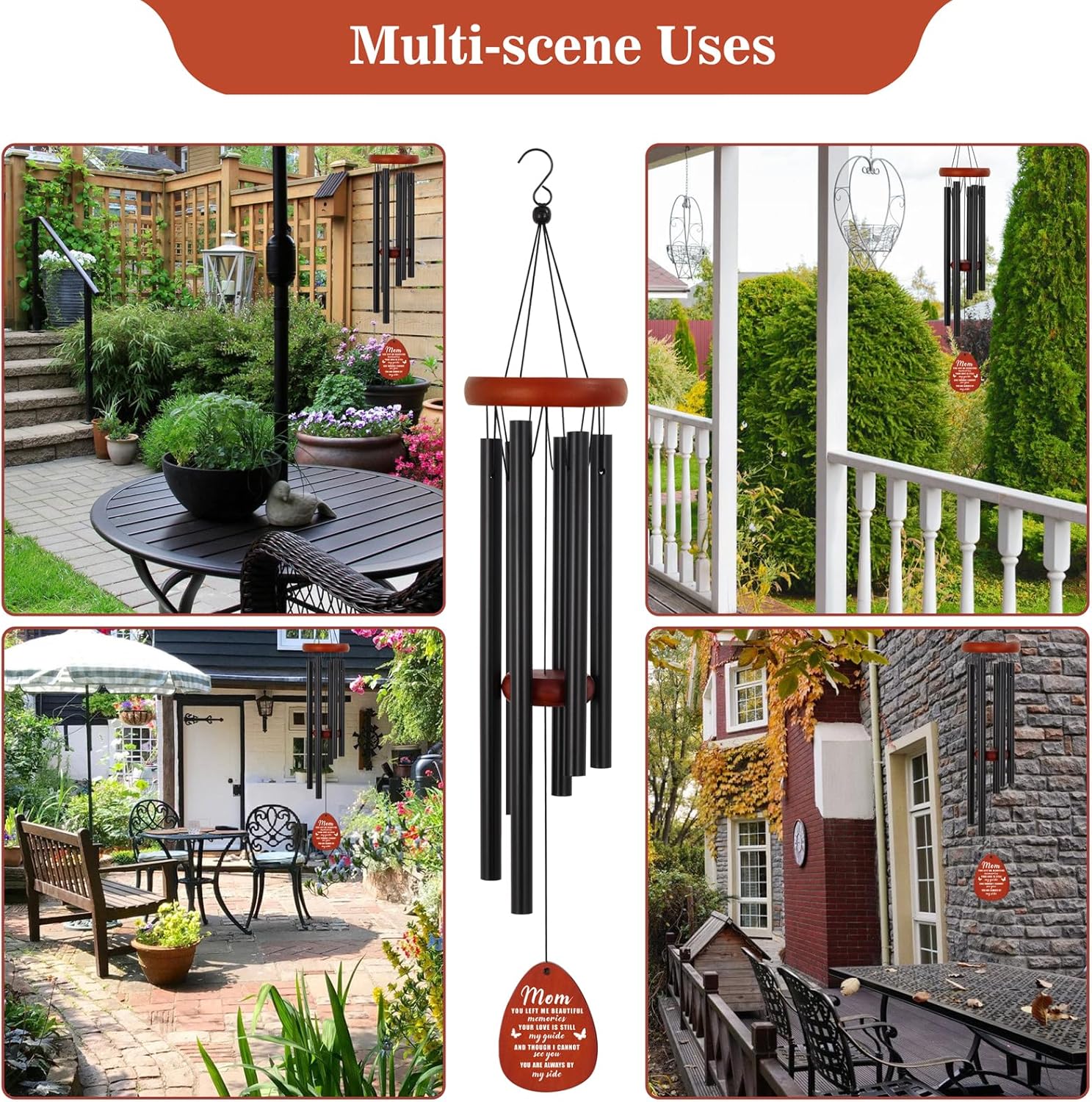 Wind Chimes for Outside, Memorial Wind Chimes for Loss of Loved One Mom Sympathy Gift, Bereavement Remembrance Sentimental Gifts for Loss in Memory of Loved One Gifts - Image 7