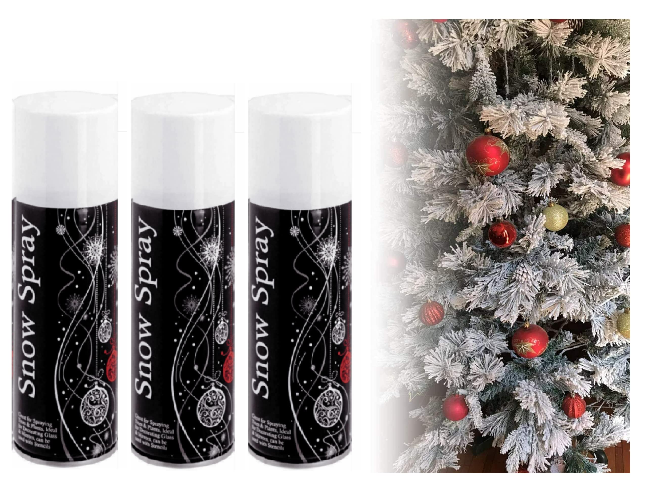 Skyte Skyte® 3 X Christmas Snow Spray Artificial Decoration For Real Snow Effect Tree Party Festive Xmas Window Flake Decoration Plant Stencils 200Ml