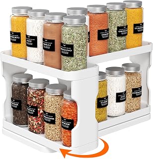 Lifewit Kitchen Spice Rack 2 Tier Non Slip 29 x 15 x 23cm Space Saving Kitchen Cabinet Spice Rack Plastic Spice Rack