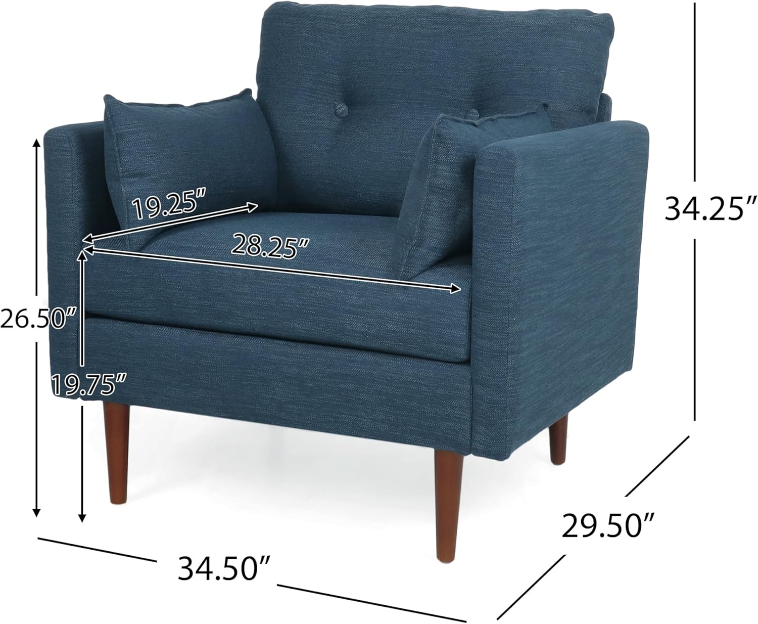 GDFStudio Tufted Club Chair Accent Armchair Accent Arm Reading Chair for Living Room Upholstered Button Armchair Lounge Chair with Comfy Cushion Wooden Leg for Bedroom Office, Navy Blue