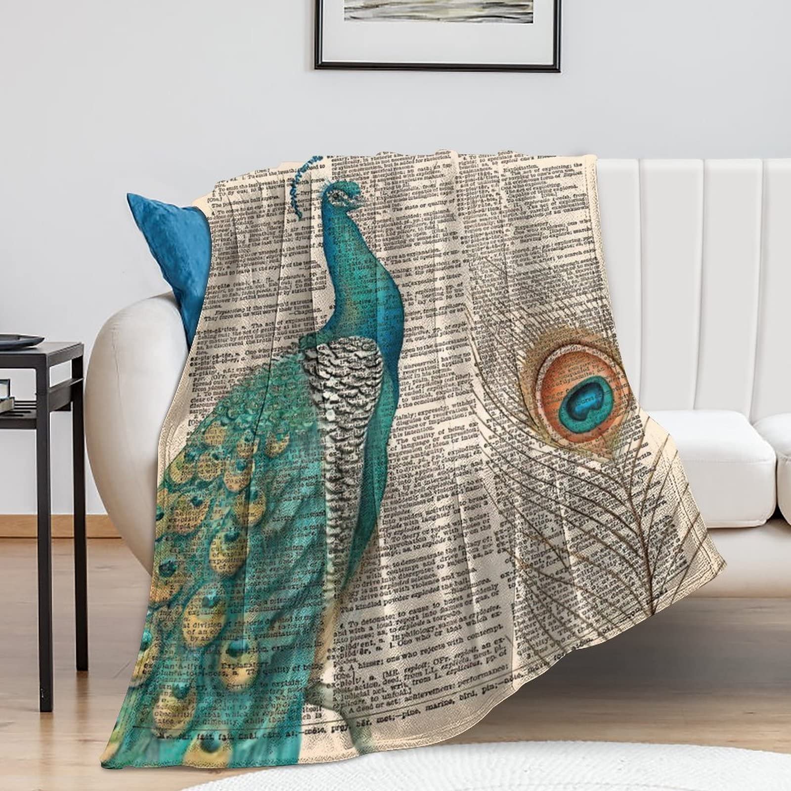 Couverture polaire paon une idée cadeau originale en peluche douce et amusante