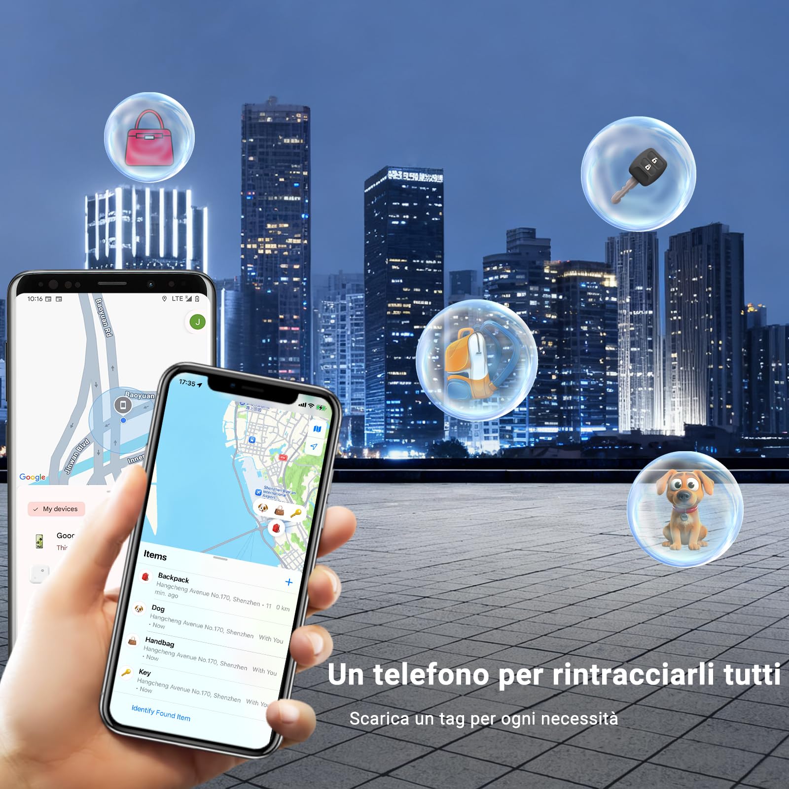 Smart Tag 4 Pezzi,Localizzatore Bluetooth per Android e iOS, Compatibile con Apple Find My & Google Find Hub Device, Tracker Impermeabile IP67 per Trovare Chiavi, Valigie, Borse, Portafogli (Nero)
