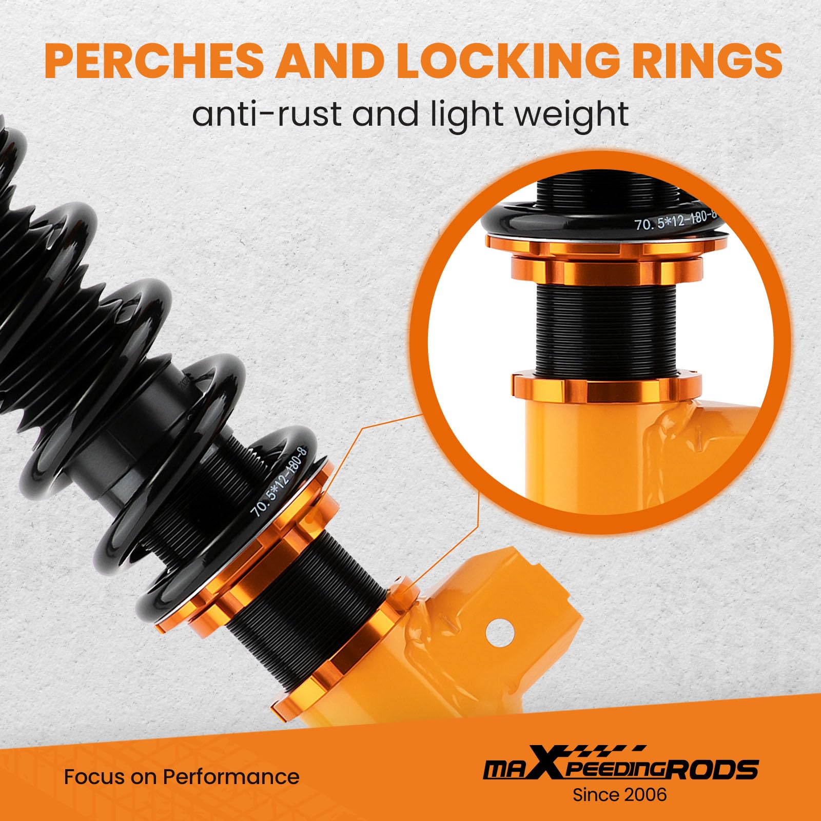 maXpeedingrods 4 lots de Combinés Filetés pour BMW Série 3 E36 318i 323i 325i 328i 328is Coilover 24 niveaux réglables, Suspension filetée - Or
