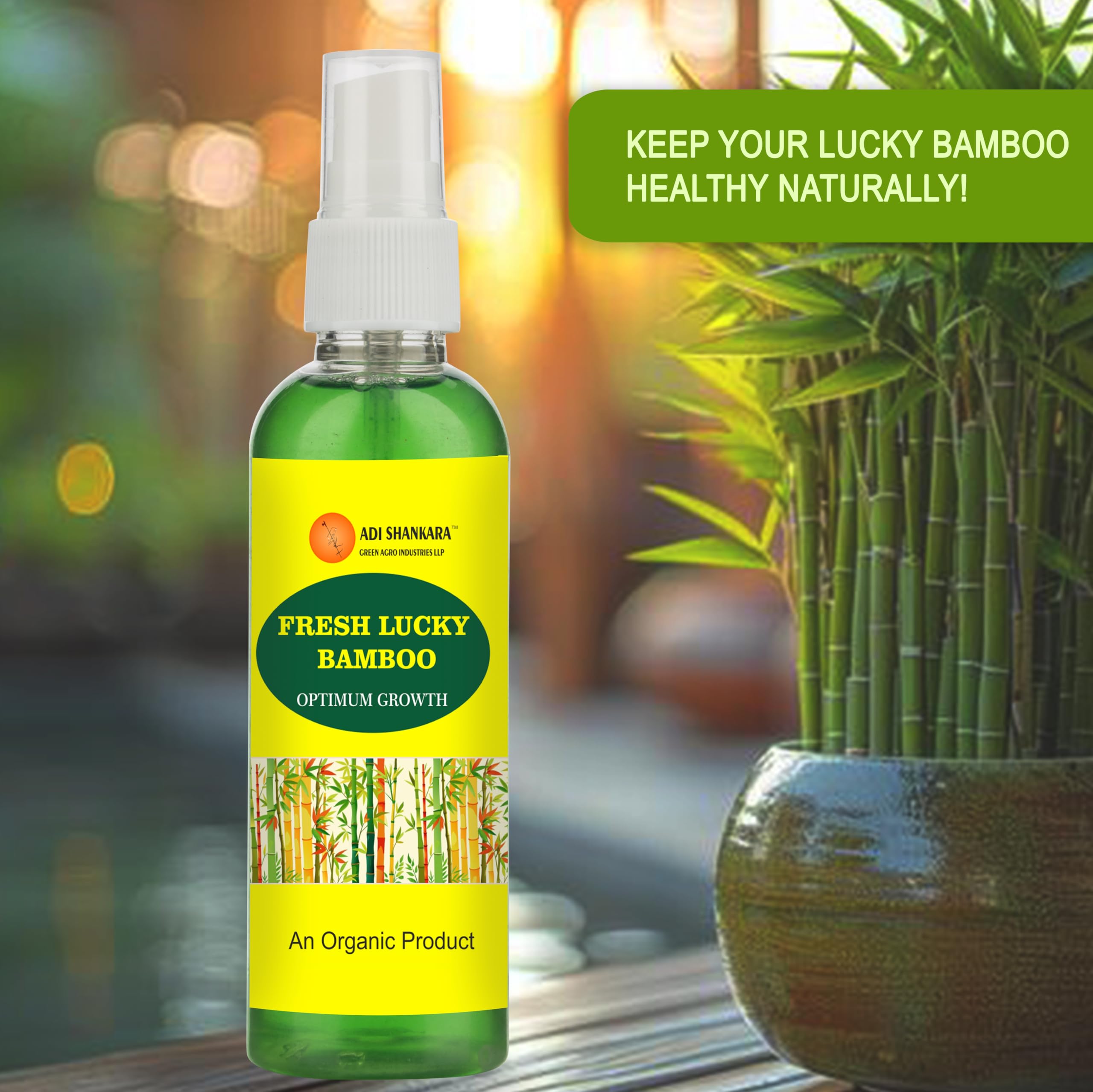 Fresh Lucky Bamboo Organic Plant Growth Spray, Optimum Growth Nutrient, 100 ml*2,ADI SHANKARA GREEN AGRO INDUSTRIES 2