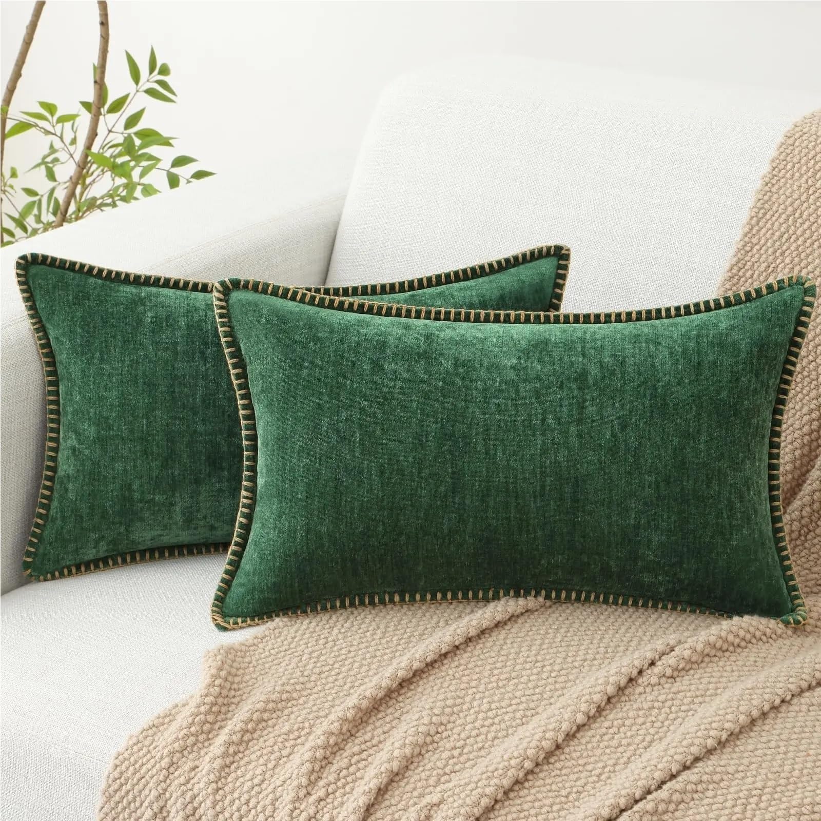 Fundas de Almohada de Pana, Funda de cojín Decorativa for sofá, hogar, Coche, Oficina, Hotel, 2 uds.(Black,26X26inch(66x66cm))