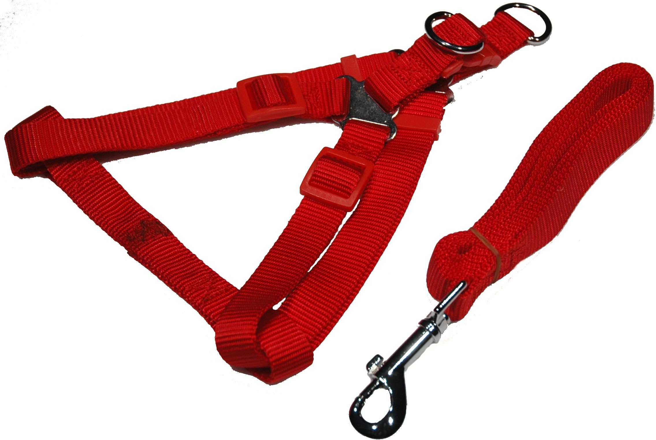 Dog Harness and Leash Set, 3/4 Inch Halter Style, Large in Red By Zone 70