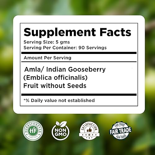 Miniatura 3 de Amla Powder  Phyllanthus Emblica, vitamina C y antioxidantes, apoya la inmunidad saludable, sin OMG, vegano, 454 GMS  Superalimento natural para el