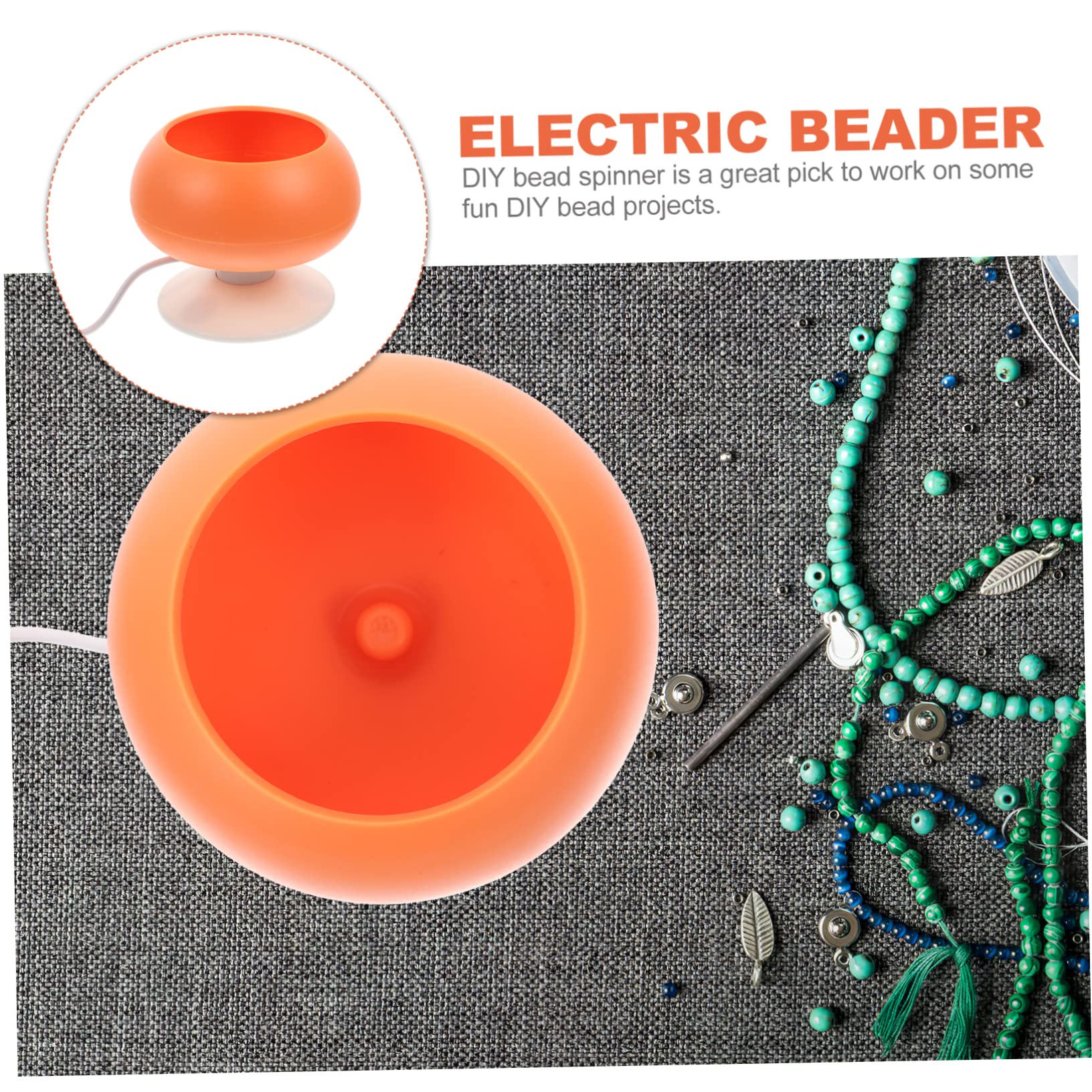 jojofuny Dispositivo Eléctrico para Ensartar Cuentas Cuenco Naranja de Abs, Herramienta para Elaborar Cuentas Pequeñas Plata Líquida en Proyectos DIY