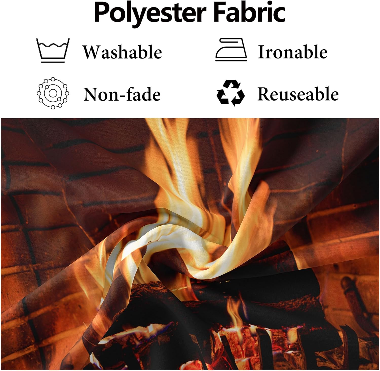 CORFOTO Burning Fireplace Backdrop Fabric 5x3ft Fake Fireplace Picture Firewood Warm Fire Flame Christmas Background for Winter Xmas Photo Props Christmas Wall Decorations Camping Poster Banner - Image 6