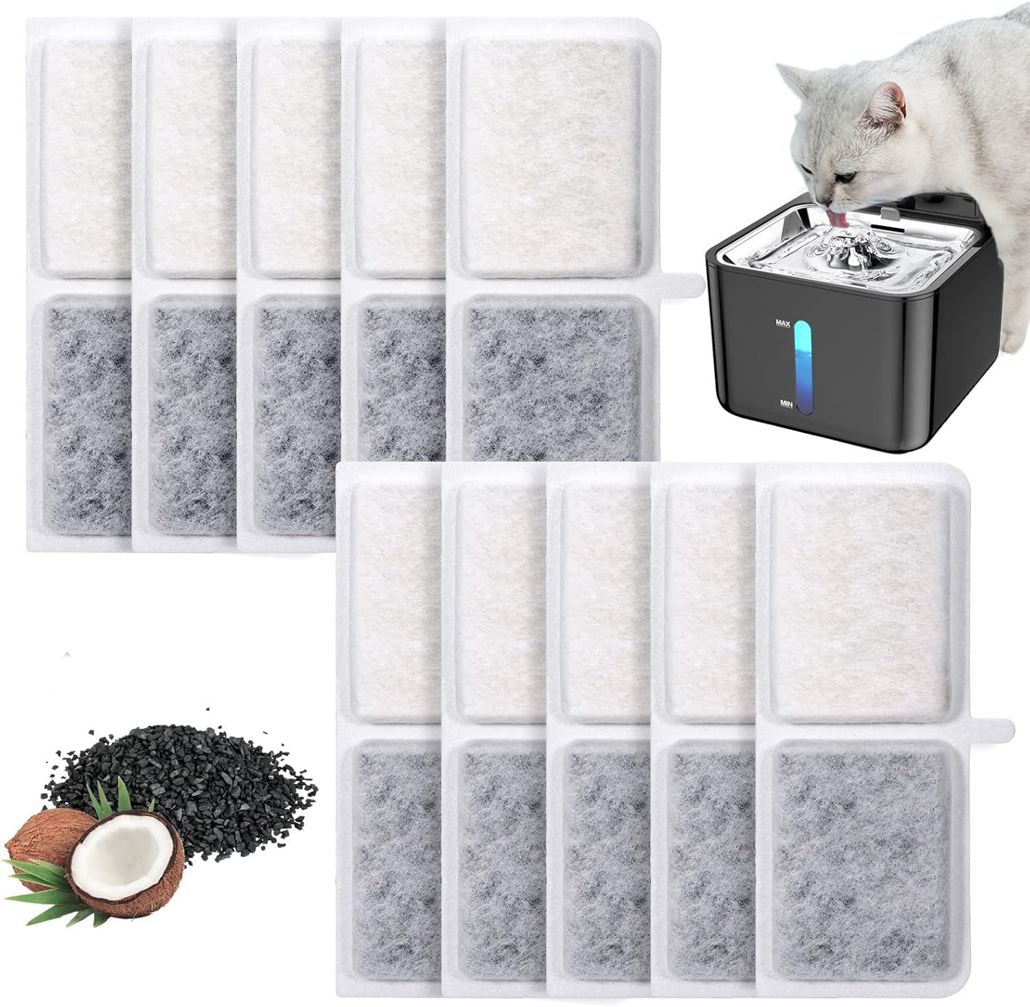 10Pcs Cat Water Fountain Filters, Cat Filters for Water Fountain, Pet