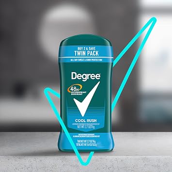 Degree Men Original Antiperspirant Deodorant Cool Rush Twin Pack 48-Hour Sweat & Odor Protection Antiperspirant For Men 2.7 oz