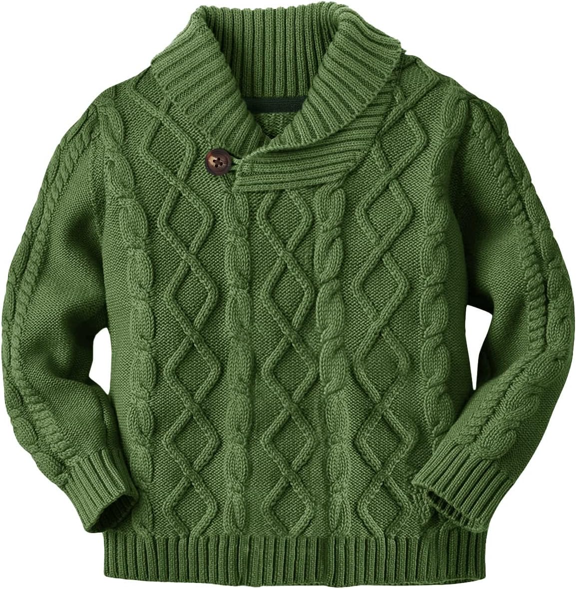 PASLTER Boys Girls Pullover Sweater Shawl Collar Cable Knit Fall Winter Sweaters