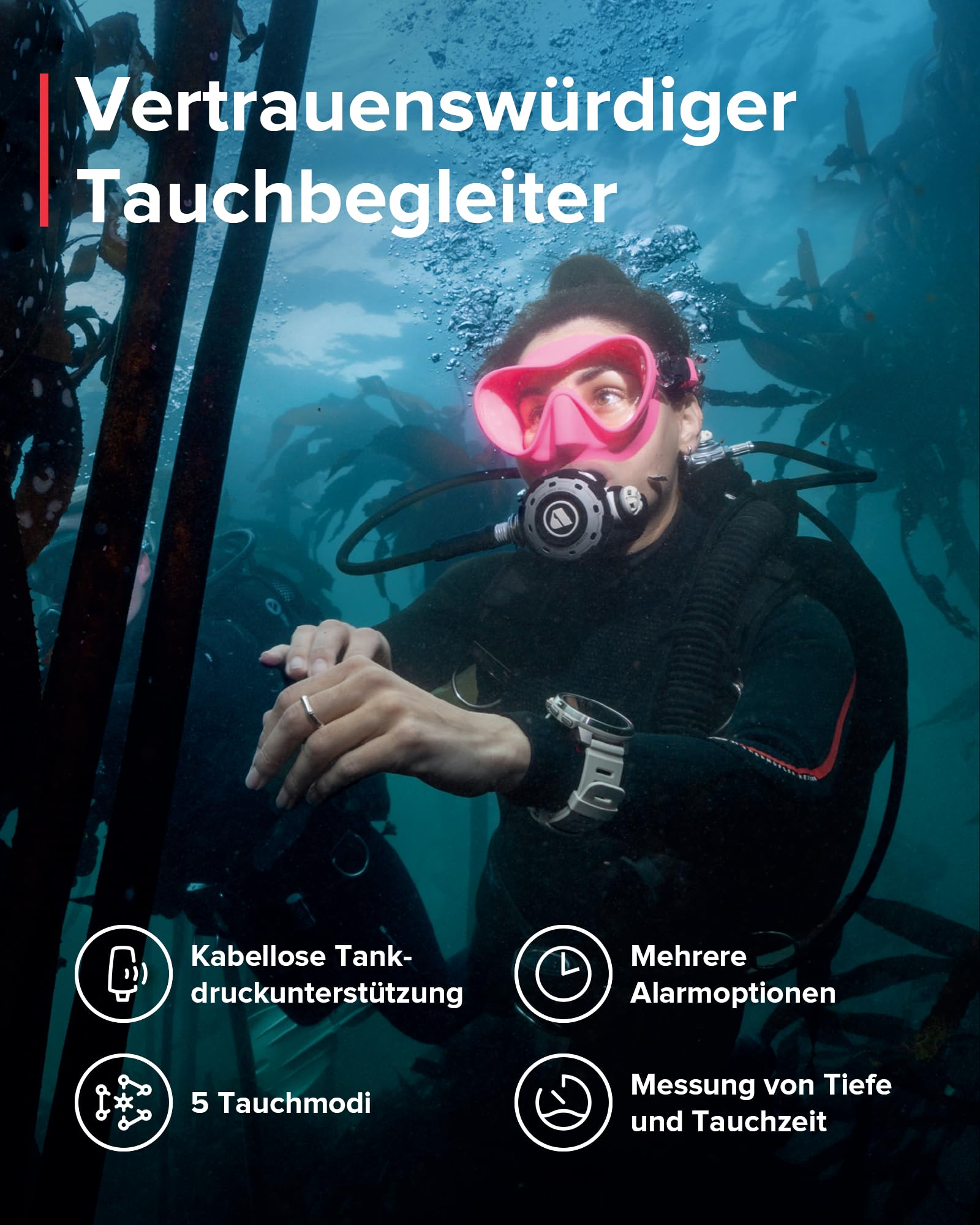 SUUNTO Ocean Tauchcomputer, GPS-Multisportuhr, wasserdicht bis 100 m | Routenverfolgung unter Wasser, kabellose Tankdrucküberwachung, Dualband-GNSS, Offline-Karte, 16 Tage Batterielaufzeit
