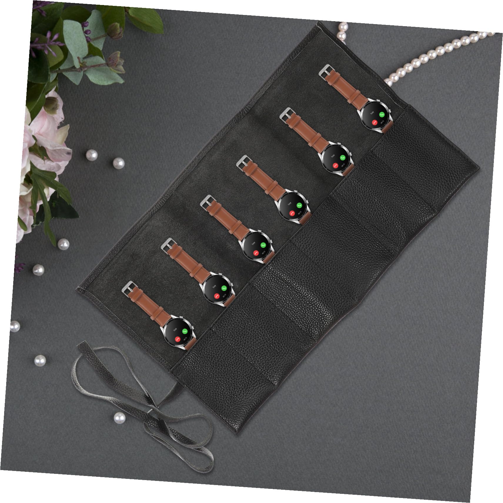 Baluue Leder Uhrenaufbewahrungsetui mit Reißverschluss Tragbare Reise Uhrentasche für Uhrenliebhaber Stylisch Klein und Leicht für Outdoor Aktivitäten