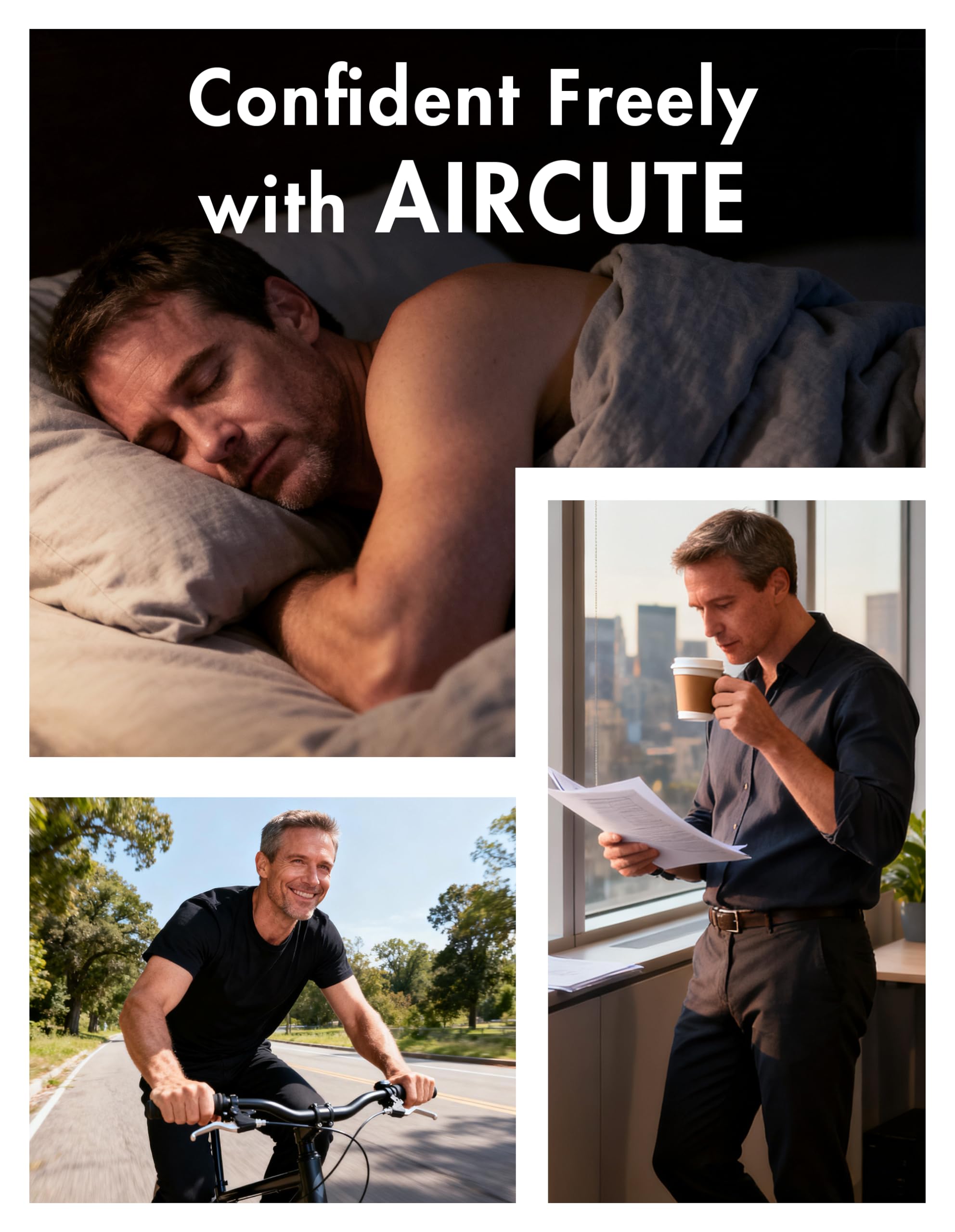 AIRCUTE Calzoncillos tipo bóxer para incontinencia de orina para hombre, apertura frontal, absorbente, a prueba de fugas, 60 ml, paquete de 3