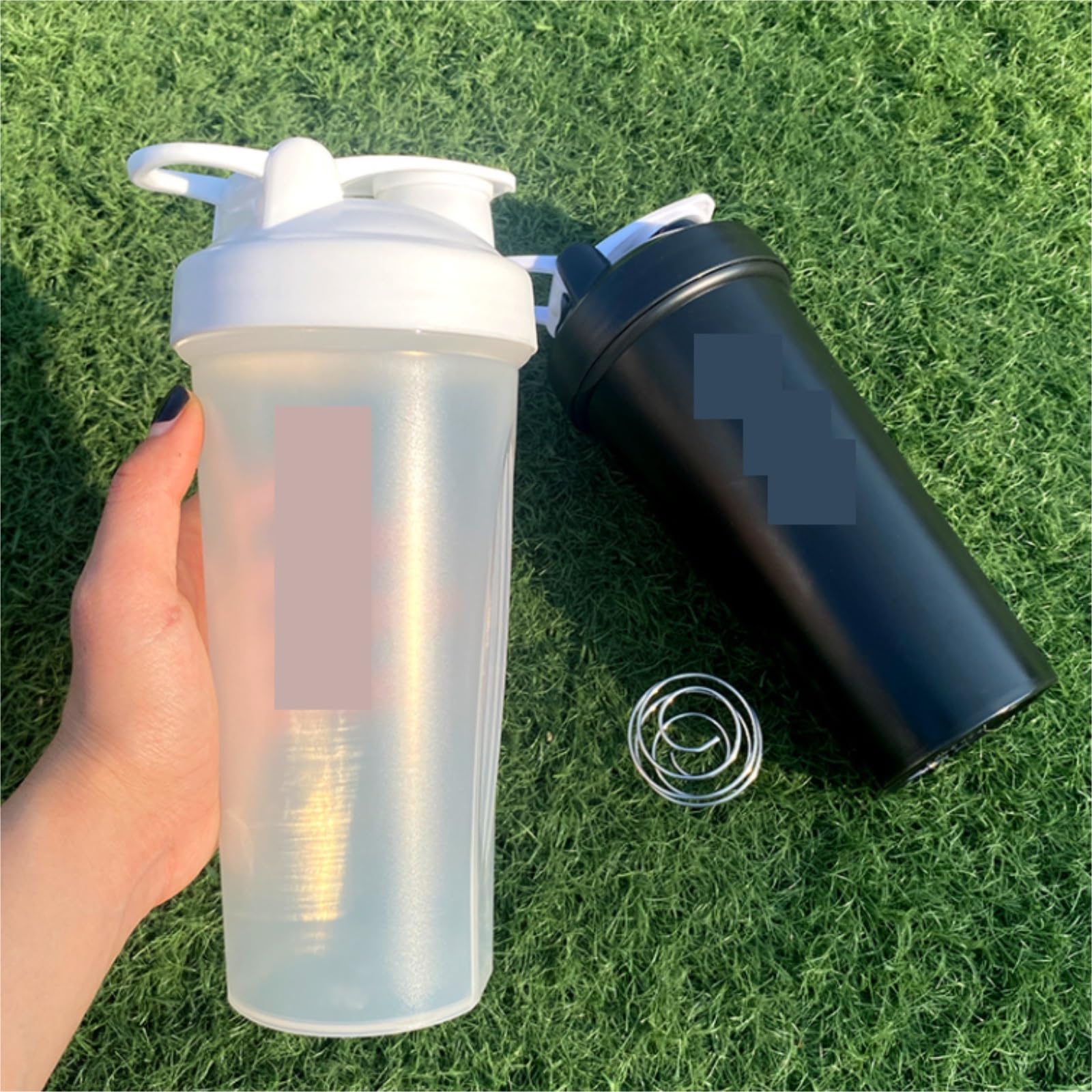 Trinkflasche Wasserflasche Shake Cup Proteinpulver Milchshake Sportwasserflasche Fitness Plastikwasserbecher Trinkflasche Fitness(Blue)